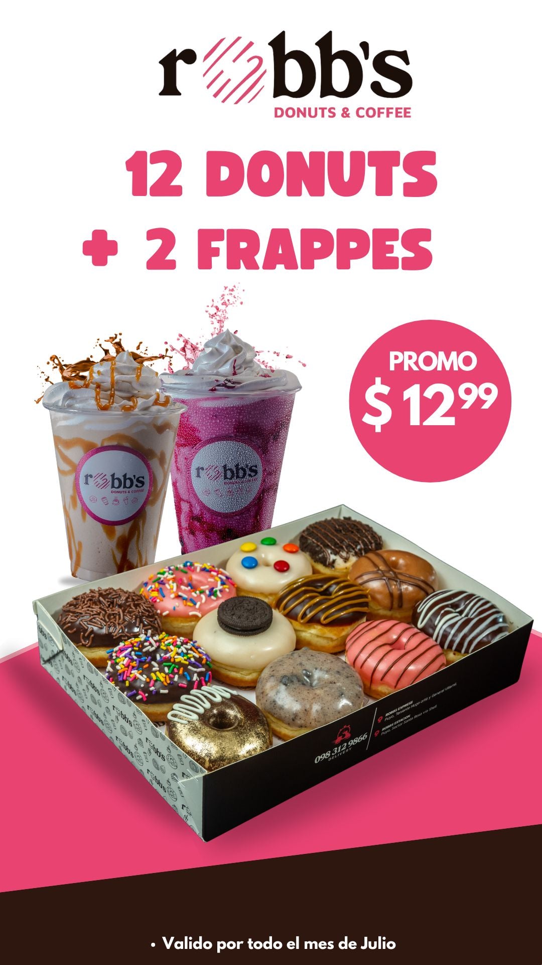 Dulce Combinación 12 Donuts + 2 Frappes