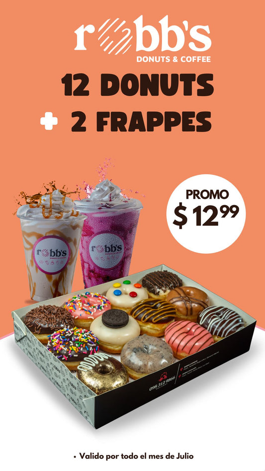 Dulce Combinación 12 Donuts + 2 Frappes
