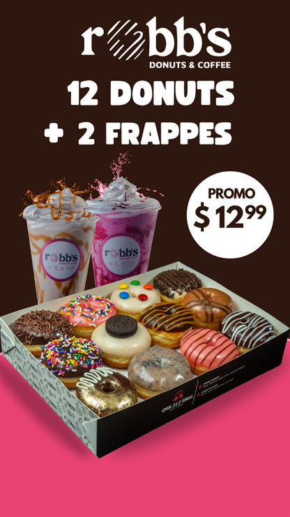 Dulce Combinación 12 Donuts + 2 Frappes