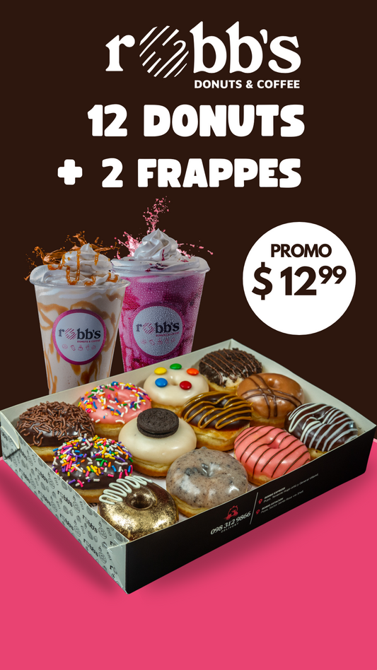 Dulce Combinación 12 Donuts + 2 Frappes